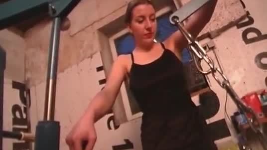 Crazy slut is giving her slave a painful